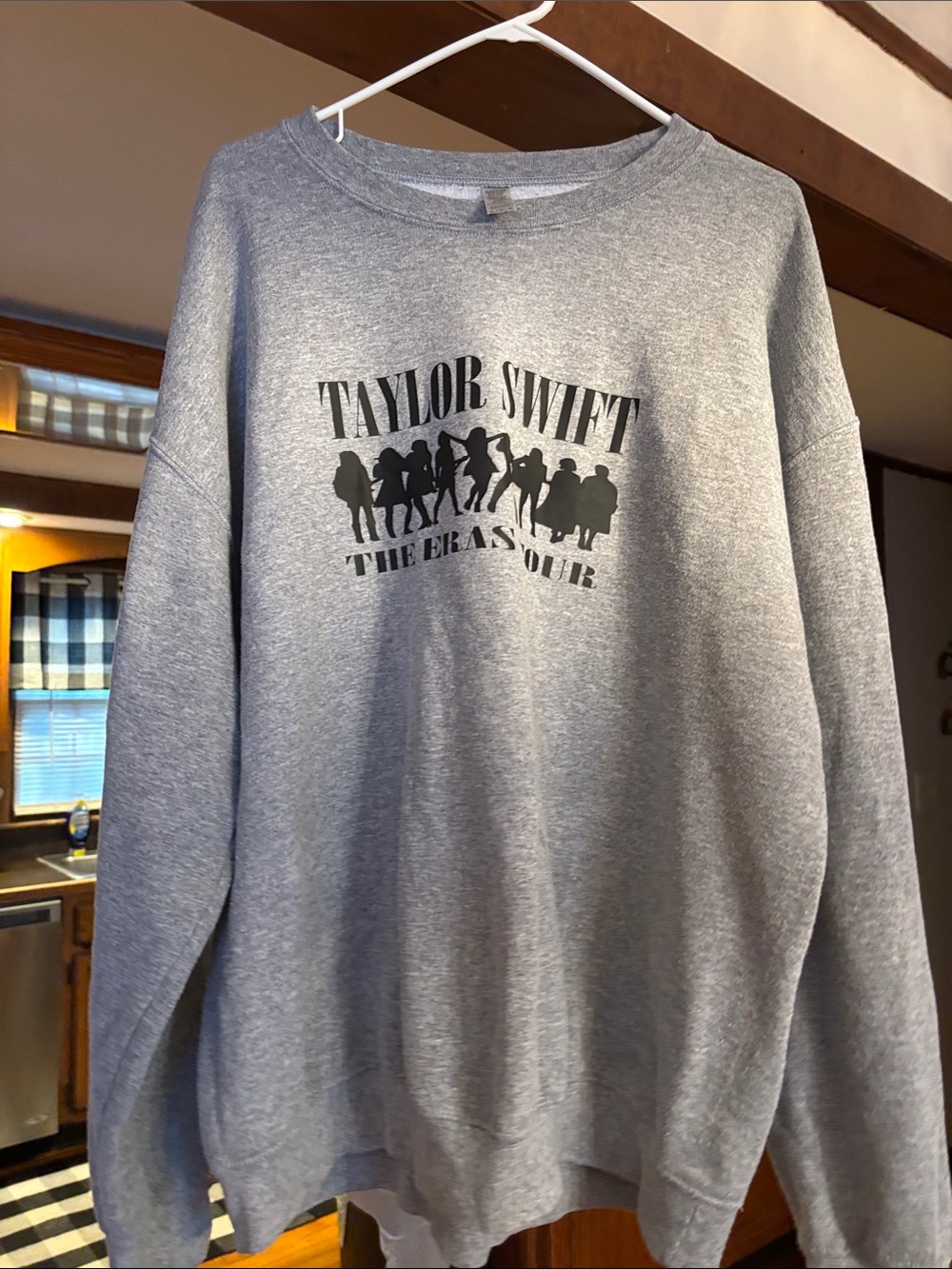 Taylor Swift Gray Crewneck Sweatshirt with Black Band Silhouette